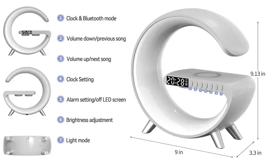 Wireless Charging Alarm Clock Speaker