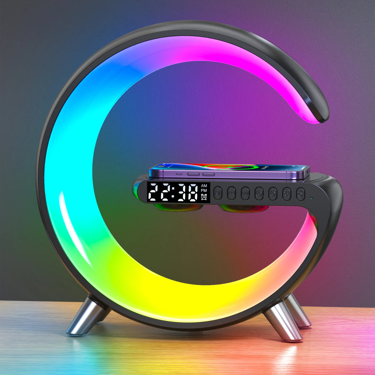 Wireless Charging Alarm Clock Speaker