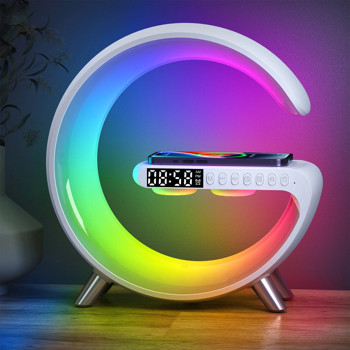 Wireless Charging Alarm Clock Speaker